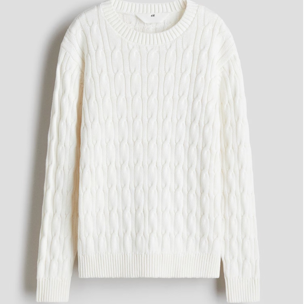 H&M White Cable-Knit Sweater